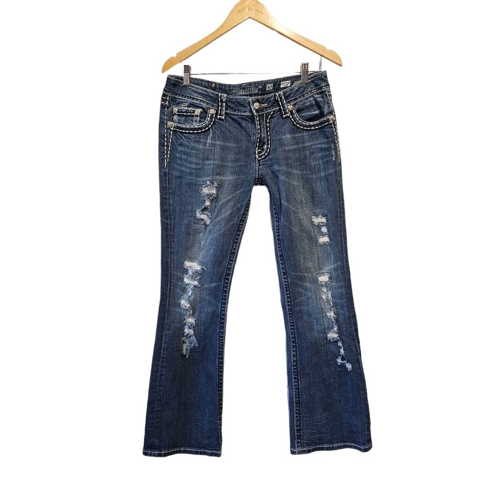 MISS ME Jeans THICK STITCH RHINESTONE BOOT CUT JEANS JE5152B14R - Picture 3 of 6